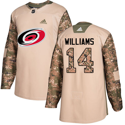 Adidas Hurricanes #14 Justin Williams Camo Authentic Veterans Day Stitched NHL Jersey